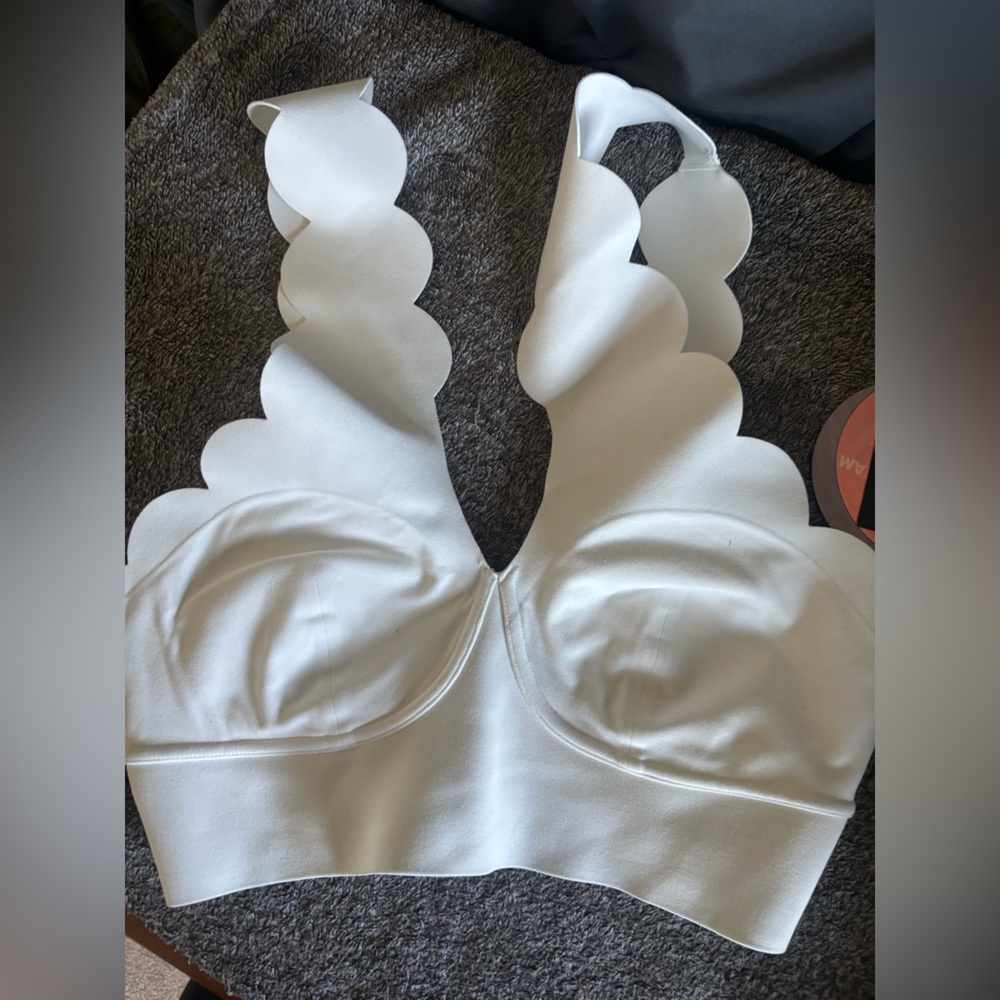 Scalloped White Women's Top